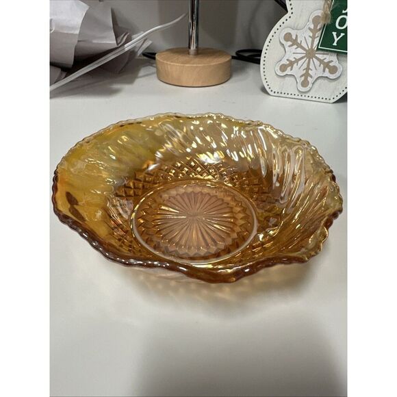Vintage Carnival Glass Candy Dish Bowl Unbranded 6.5" - Picture 3 of 3